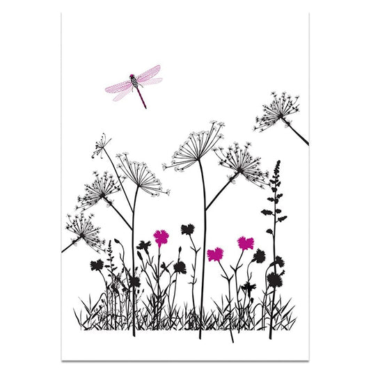 Poster wilde bloemen en libelle, A3