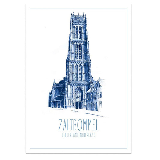 Poster A4 Zaltbommel met Bommelse Toren