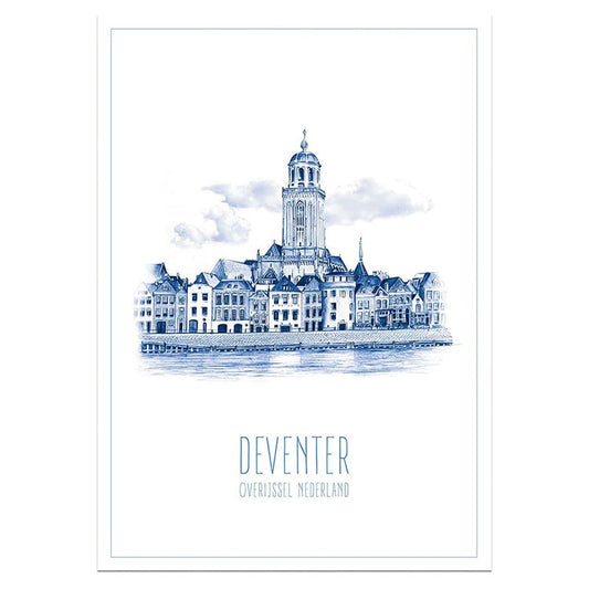 Poster A3 Deventer, skyline van deze Hanzestad