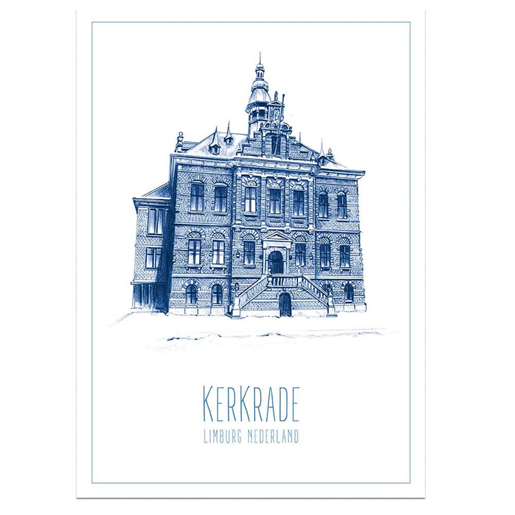 Poster A3 Kerkrade stadhuis, Limburg, 