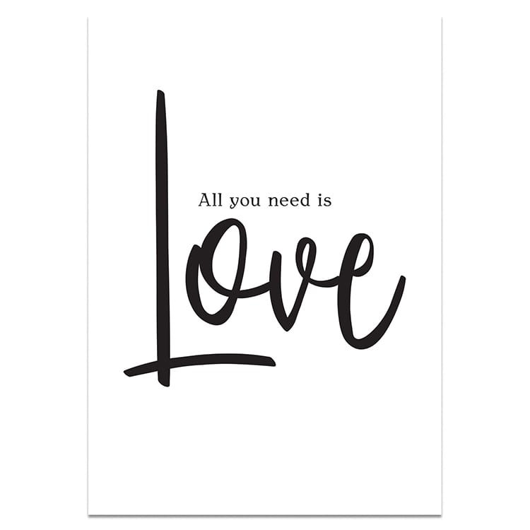 A3 poster tekstje in zwart, All you need is love