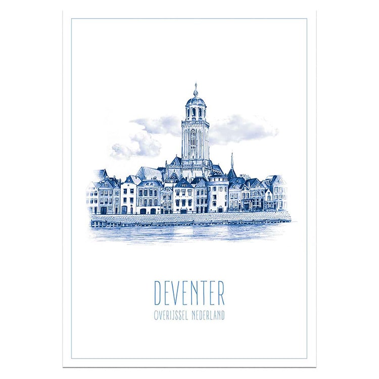 Poster A4 Deventer skyline