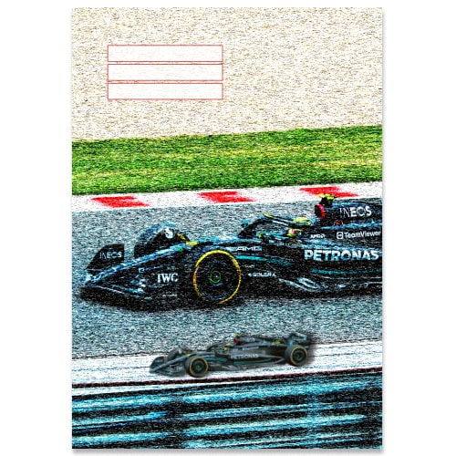 Schrift A5 lijn Mercedes Formule 1 raceauto