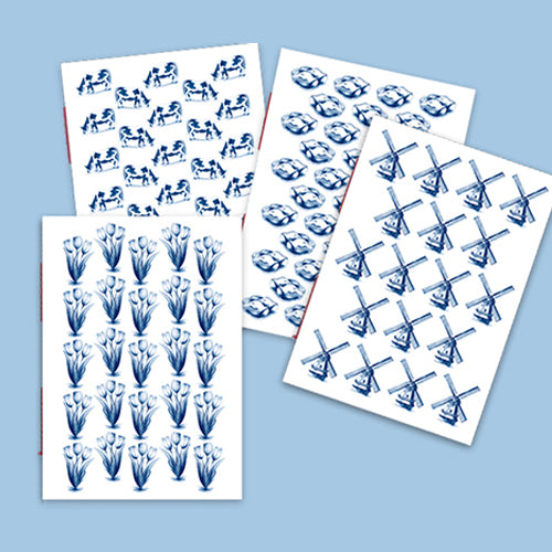 4 schriften A5 'Delfts blauw' Hollands Glorie tekeningen