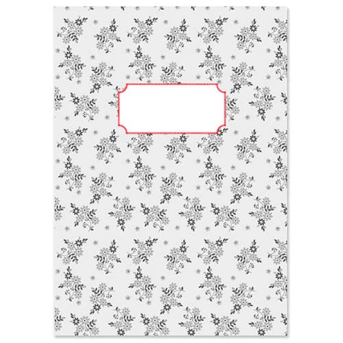 schrift A5 bloemen grijs met lijntjes