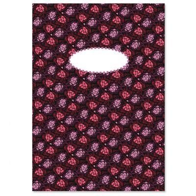 Schrift A5 Bloemen paars met lijntjes