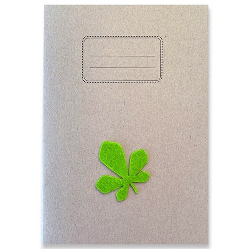 Schrift A5 lijn, vilt - groen blaadje 