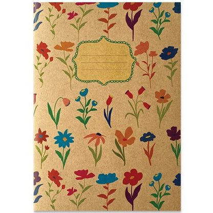 Schrift A5 lijn Kleurige bloemen rij op kraft