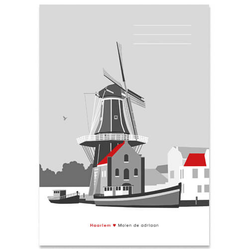 Schrift A5 lijn Haarlem molen De Adriaan