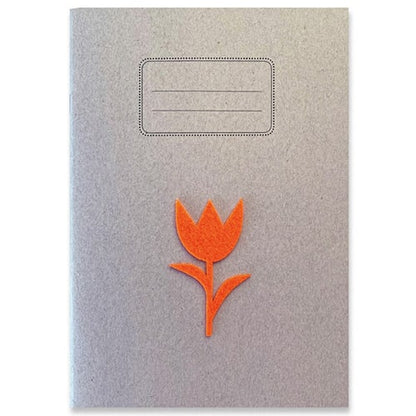 Schrift A5 lijntjes oranje tulp van vilt