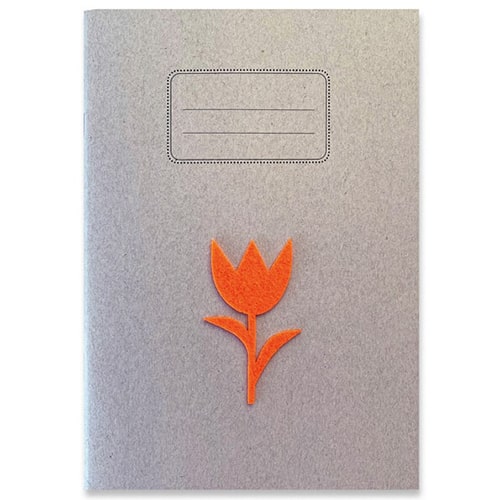 Schrift A5 lijntjes oranje tulp van vilt