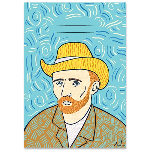 Schrift A5 lijntjes, portret Vincent van Gogh
