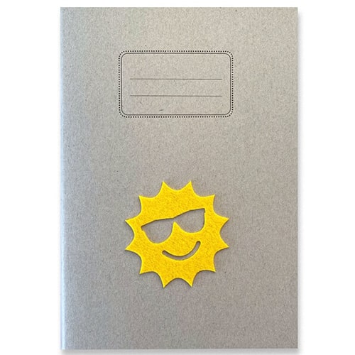 Schrift A5 lijn, Zonnetje met zonnebril van vilt