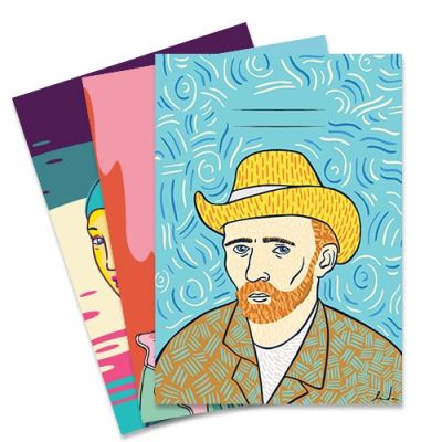 Schriften Kunstenaars van Gogh, Kahlo en Vermeer, A5 met lijntjes