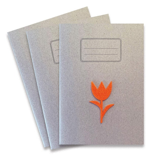 Schriften A5 lijn (3 stuks) oranje Tulpen vilt