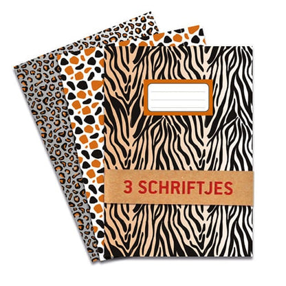 3 schriften A5 Wilde dieren. Gelinieerd binnenwerk.