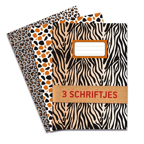 3 schriften A5 Wilde dieren. Gelinieerd binnenwerk.