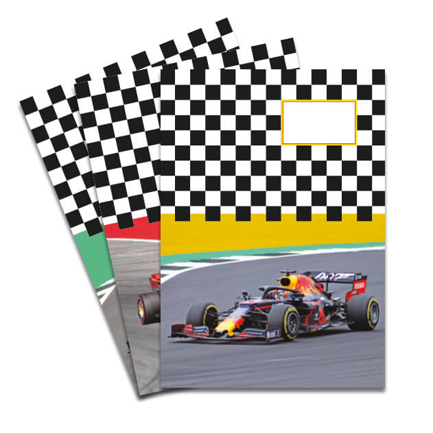 Set van 3 schriften A5 Formule 1. Gelinieerd binnenwerk.