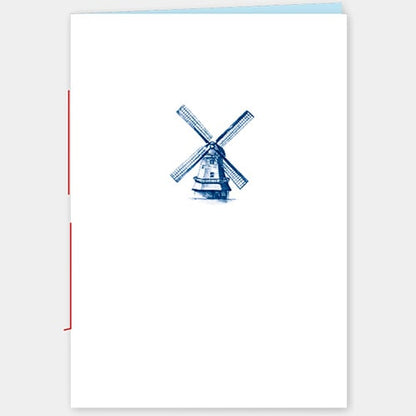 Klein Schriftje A6 tekening Molen in blauw, gelinieerd binnenwerk