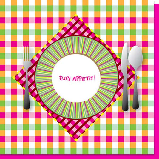 Uitnodigingskaartje voor etentje 'Bon Appétit'