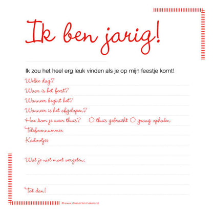 Voorkant uitnodiging kinderfeestje cupcake