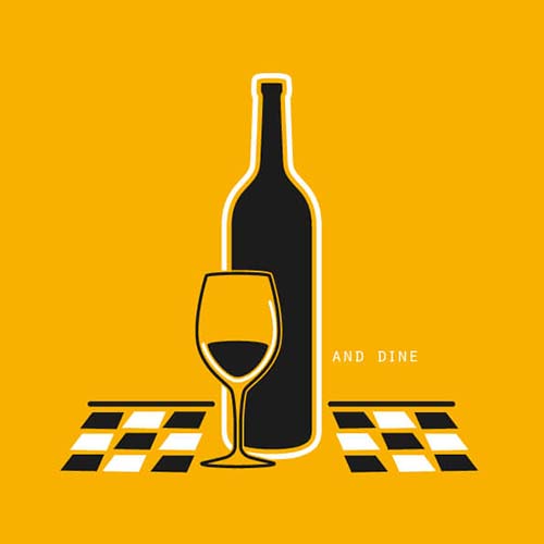 Uitnodigingskaart voor etentje, wine and dine