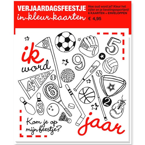 6 uitnodigingen kinderfeestje sporten