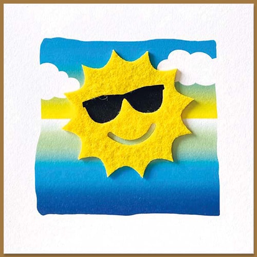 Kaartjes Fijne vakantie, zon zonnebril en zee