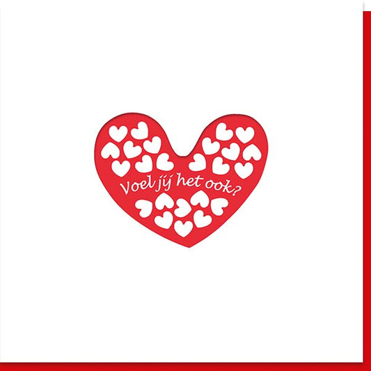 Valentijnskaart met groot rood hart