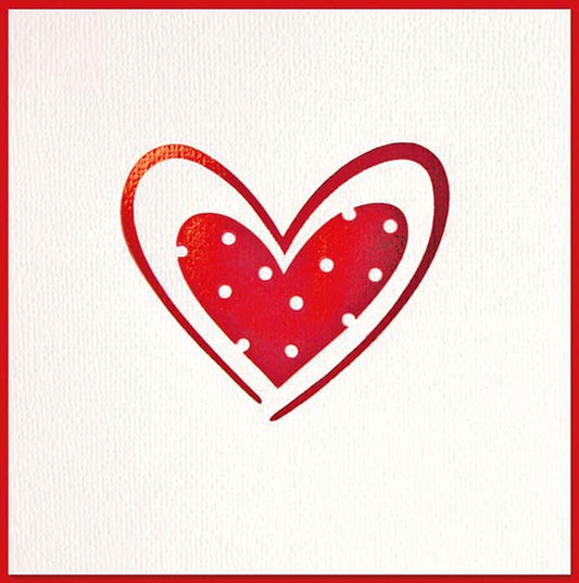 Valentijnskaart of kaart van de liefde; rood hart