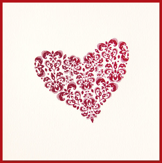 Valentijnskaart rood sierlijk hart