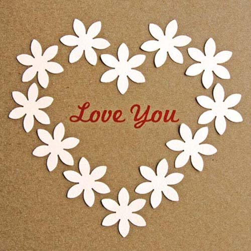 Valentijnskaartje hart van bloemen, handgemaakt