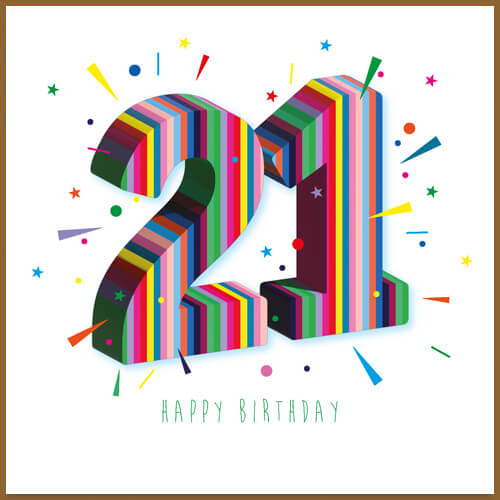 Verjaardagskaart 21, twenty one, party