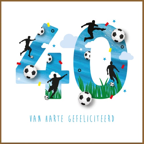 Verjaardagskaarten 40 jaar man voetballen