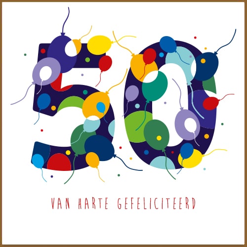 Verjaardagskaarten 50 jaar, ballonen