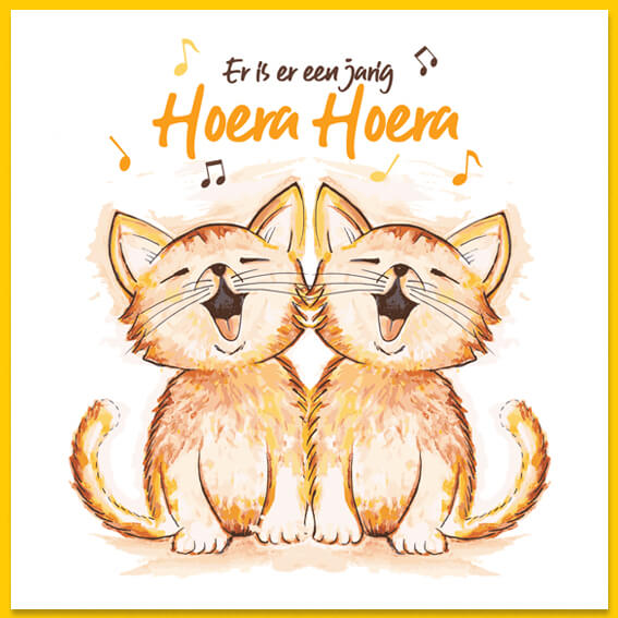 Verjaardagskaart voor kind met lieve poesjes