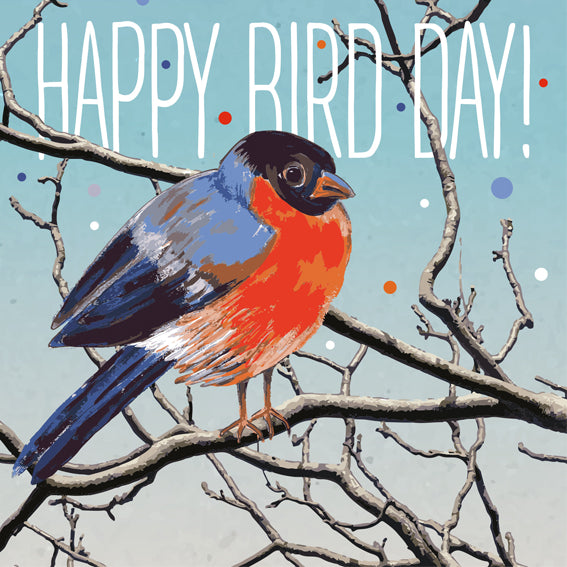 Verjaardagskaart vogeltje op tak, Happy birthday