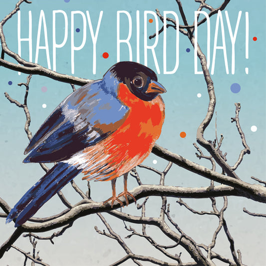 Verjaardagskaart vogeltje op tak, Happy birthday