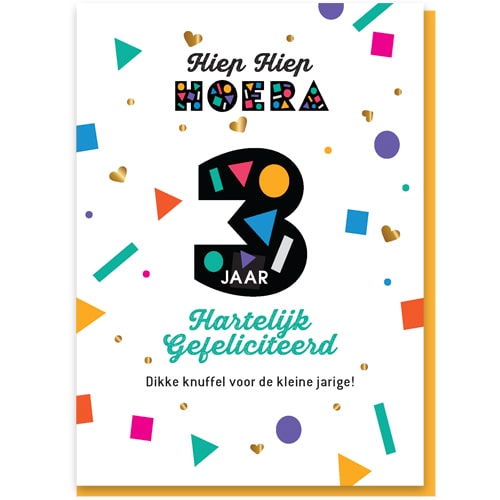 Verjaardagskaart 3 jaar, kindje dat drie wordt