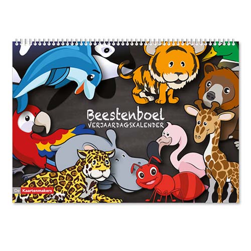 Verjaardagskalender voor kind, met veel dieren