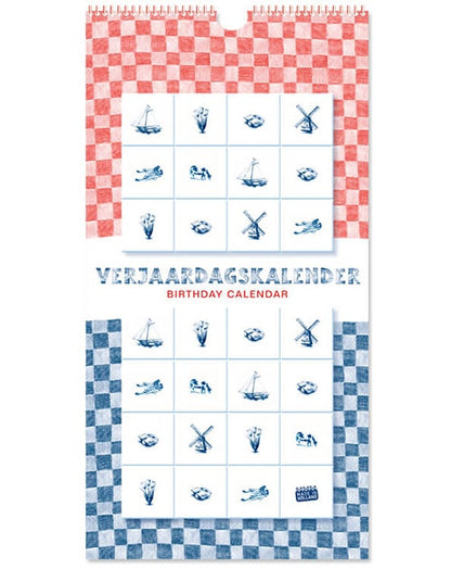 Verjaardagskalender Holland  in blauwe tekeningen