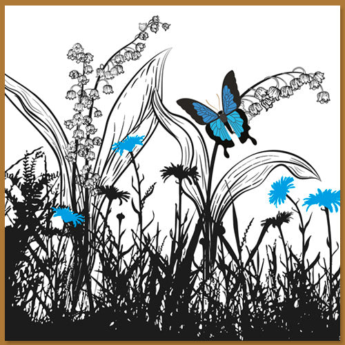 Bloemenkaarten met wilde bloemen en vlinder