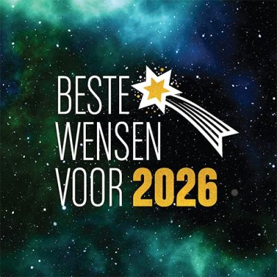  Nieuwjaarskaart 2026 sterrenhemel heelal