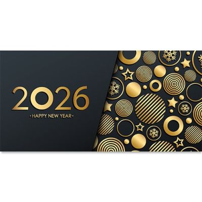 Nieuwjaarskaart 2023, stijlvol in goud en zwart