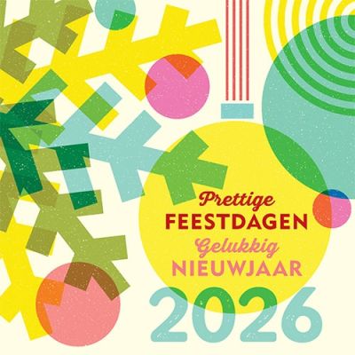 Kerstkaart 2025 kerstsfeer in retro kleuren