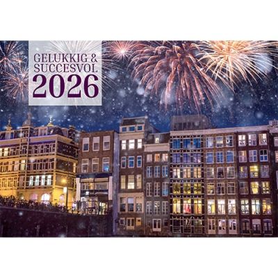 Nieuwjaarskaarten Amsterdam 2025 met vuurwerk